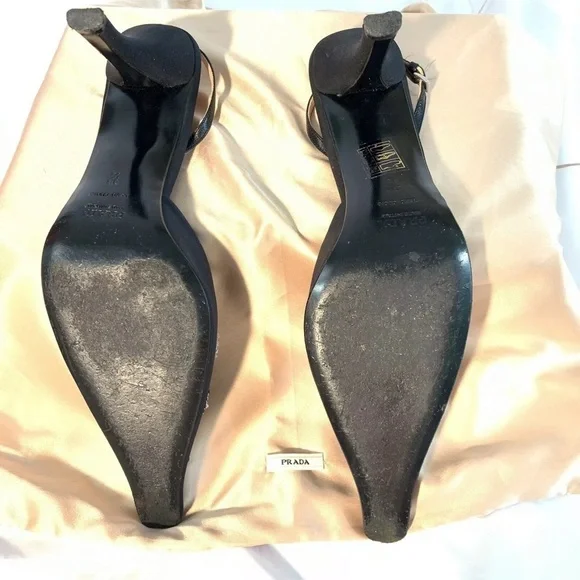PRADA Womens Black Heels Pumps Sling back Shoes Size 38.5 $700 MSRP - Picture 8 of 9